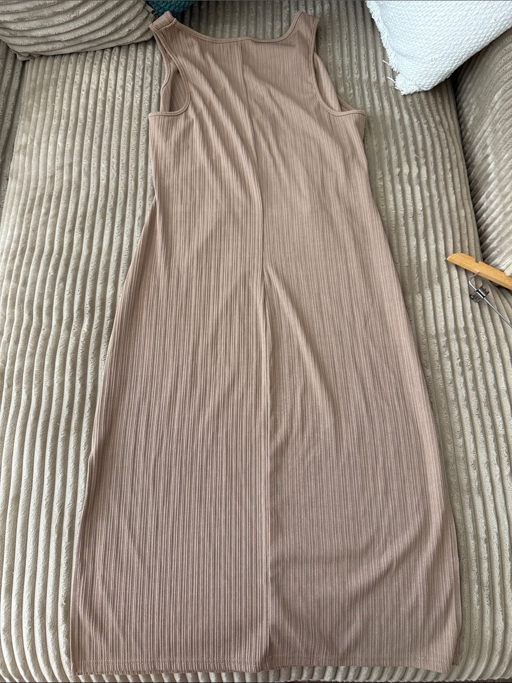 Sleeveless Ribbed Midi Dress - Taupe